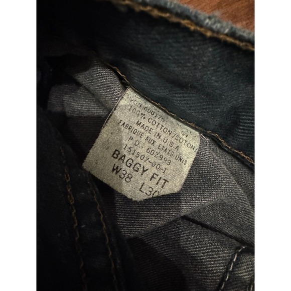 Vintage Gap Denim Baggy Fit Jeans Mens 38x30 Teal Blue Made in USA 90s Wide Leg - Picture 3 of 9